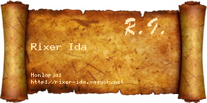 Rixer Ida névjegykártya